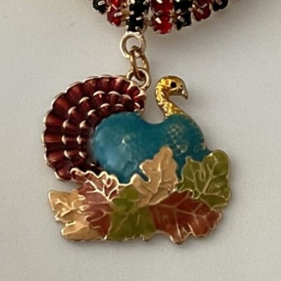 NEW TURKEY FALL LEAVES  RHINESTONE NECKLACE & EARRINGS SET - Picture 5 of 7